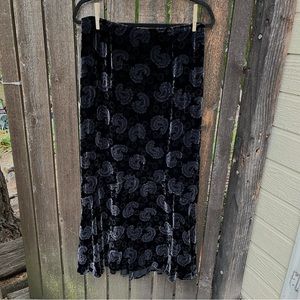 Lucia Lukken 100% Silk Velvet Paisley Floral Maxi Skirt Sz S